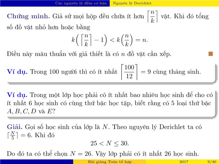 Bài giảng Toán tổ hợp - Chương 1: Tổ hợp cơ bản trang 9