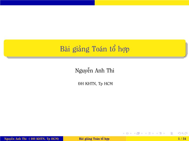 Bài giảng Toán tổ hợp - Chương 2: Phương pháp đếm dùng hàm sinh trang 1