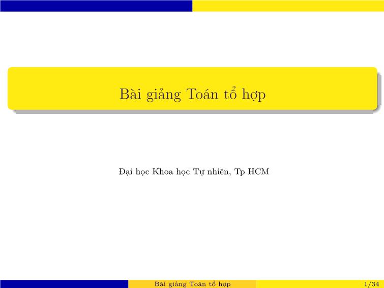 Bài giảng Toán tổ hợp - Chương 3: Một số kỹ thuật đếm khác trang 1