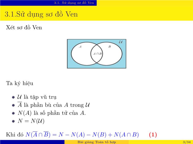 Bài giảng Toán tổ hợp - Chương 3: Một số kỹ thuật đếm khác trang 3