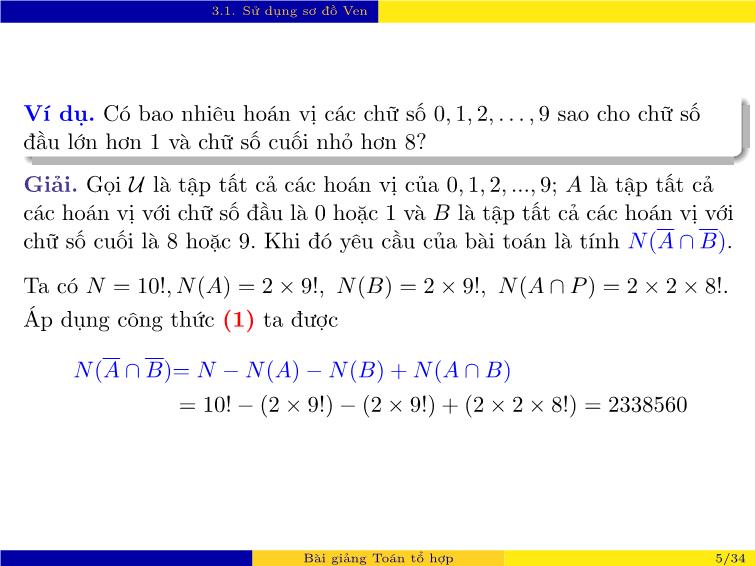 Bài giảng Toán tổ hợp - Chương 3: Một số kỹ thuật đếm khác trang 5