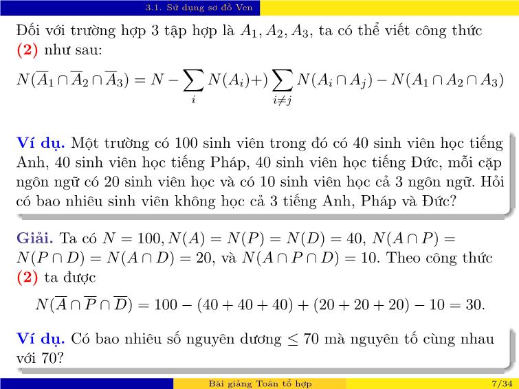 Bài giảng Toán tổ hợp - Chương 3: Một số kỹ thuật đếm khác trang 7