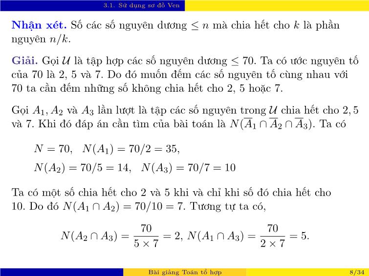 Bài giảng Toán tổ hợp - Chương 3: Một số kỹ thuật đếm khác trang 8