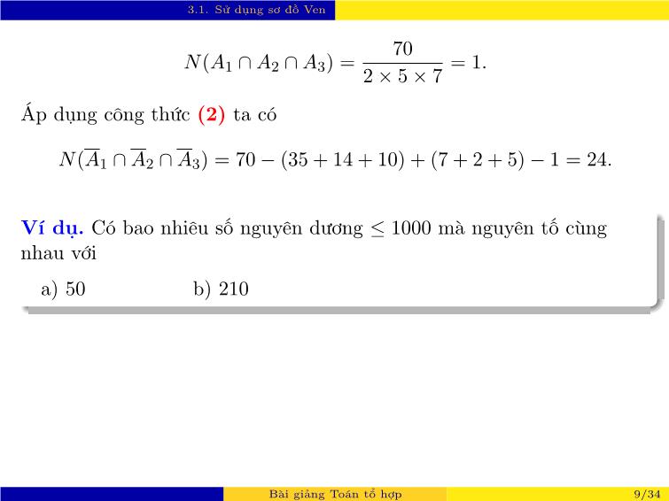 Bài giảng Toán tổ hợp - Chương 3: Một số kỹ thuật đếm khác trang 9