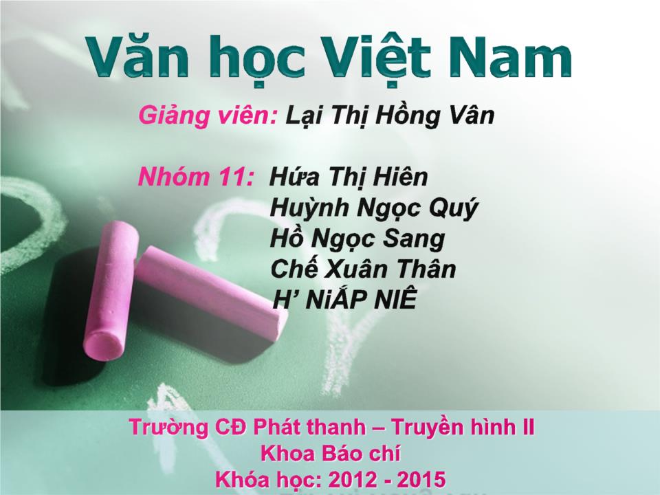 Bài giảng Văn học Việt Nam - Đề tài: Xuân Diệu + Huy Cận trang 1