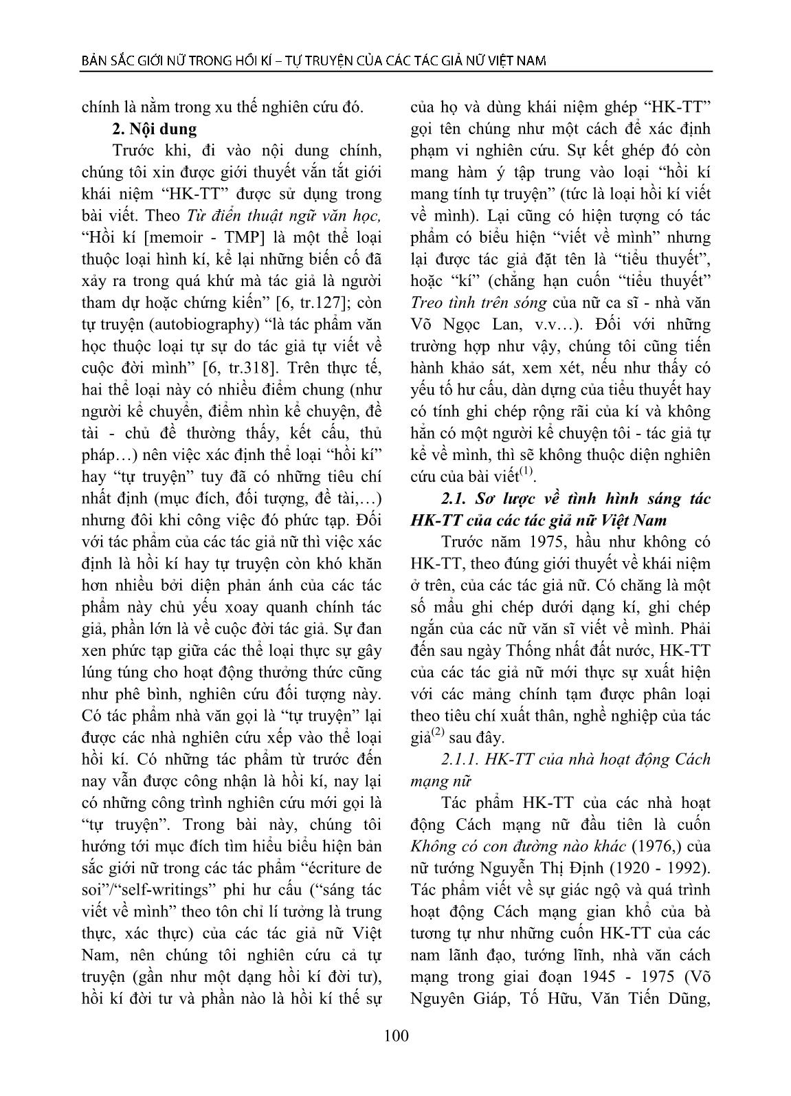 Bản sắc nữ giới trong hồi kí - tự truyện của tác giả nữ Việt Nam trang 2