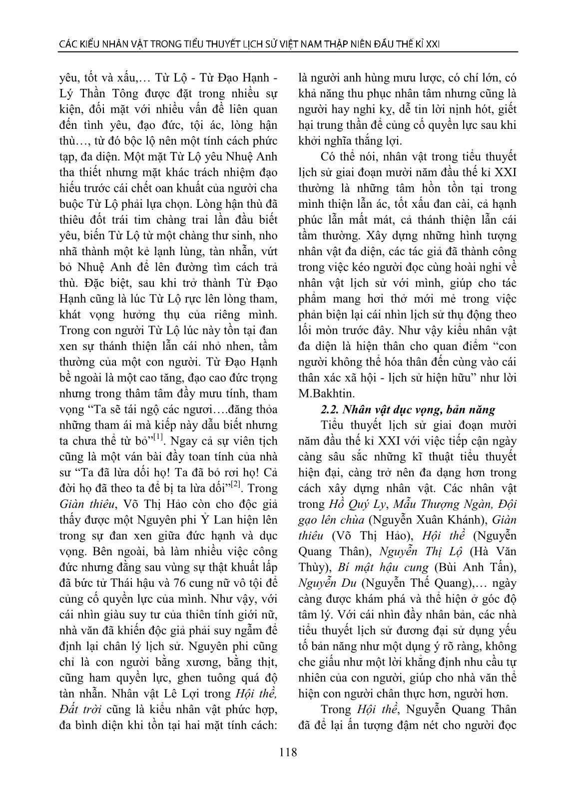 Các nhân vật trong tiểu thuyết lịch sử Việt Nam thập niên đầu thế kỉ XXI trang 3