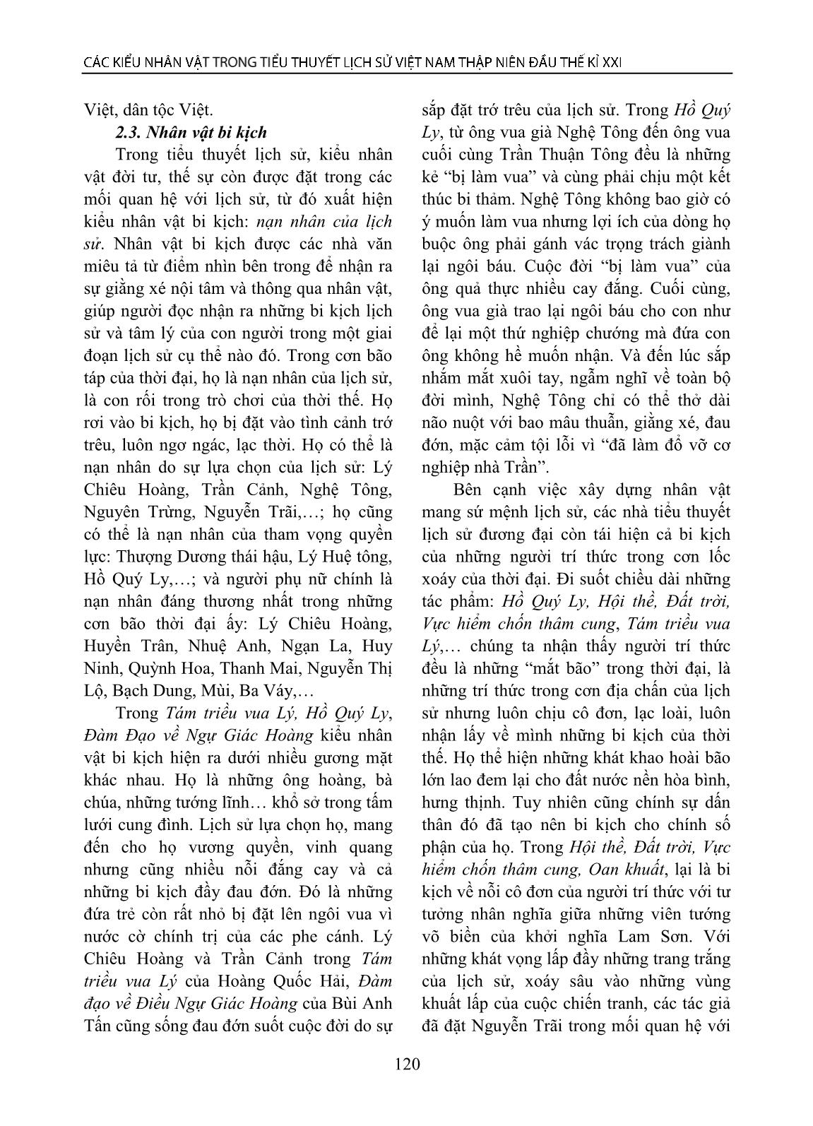Các nhân vật trong tiểu thuyết lịch sử Việt Nam thập niên đầu thế kỉ XXI trang 5