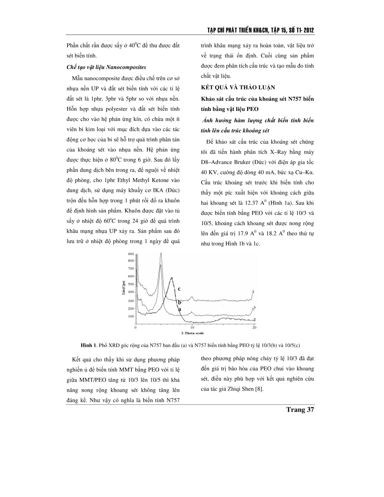 Cấu trúc và tính chât của vật liệu nano - Composite từ Polyester bão hòa và đất sét biến tính bằng Poly (Ethylene oxid) trang 3