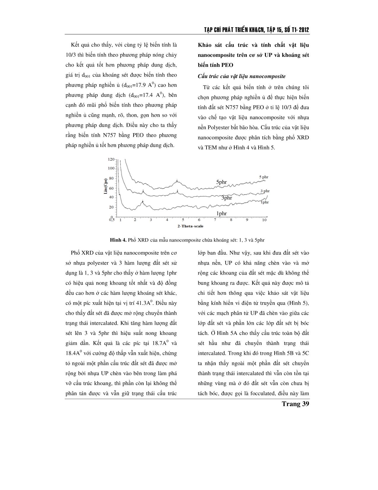 Cấu trúc và tính chât của vật liệu nano - Composite từ Polyester bão hòa và đất sét biến tính bằng Poly (Ethylene oxid) trang 5