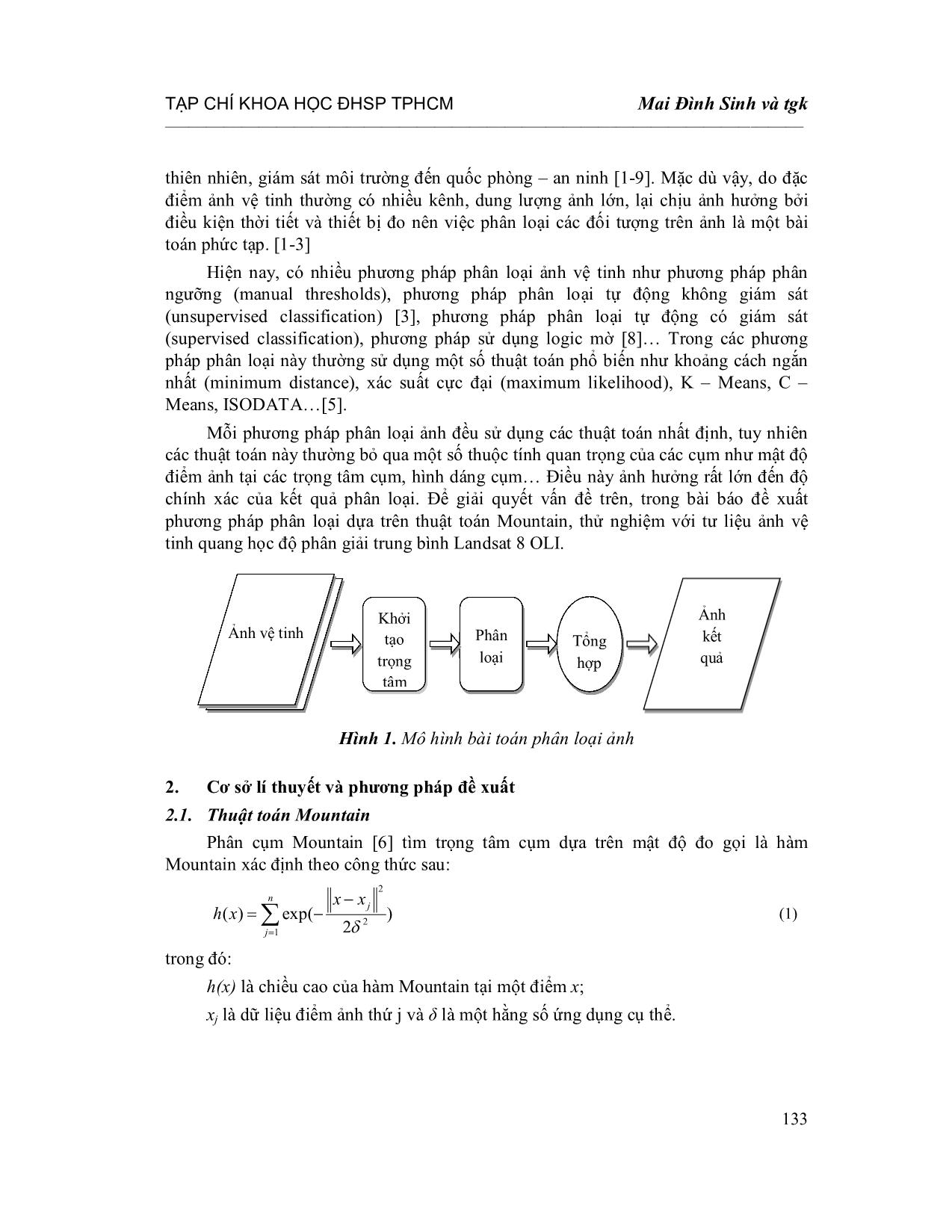 Phương pháp bán giám sát trong phân loại lớp phủ trên ảnh vệ tinh sử dụng thuật toán Mountain trang 2