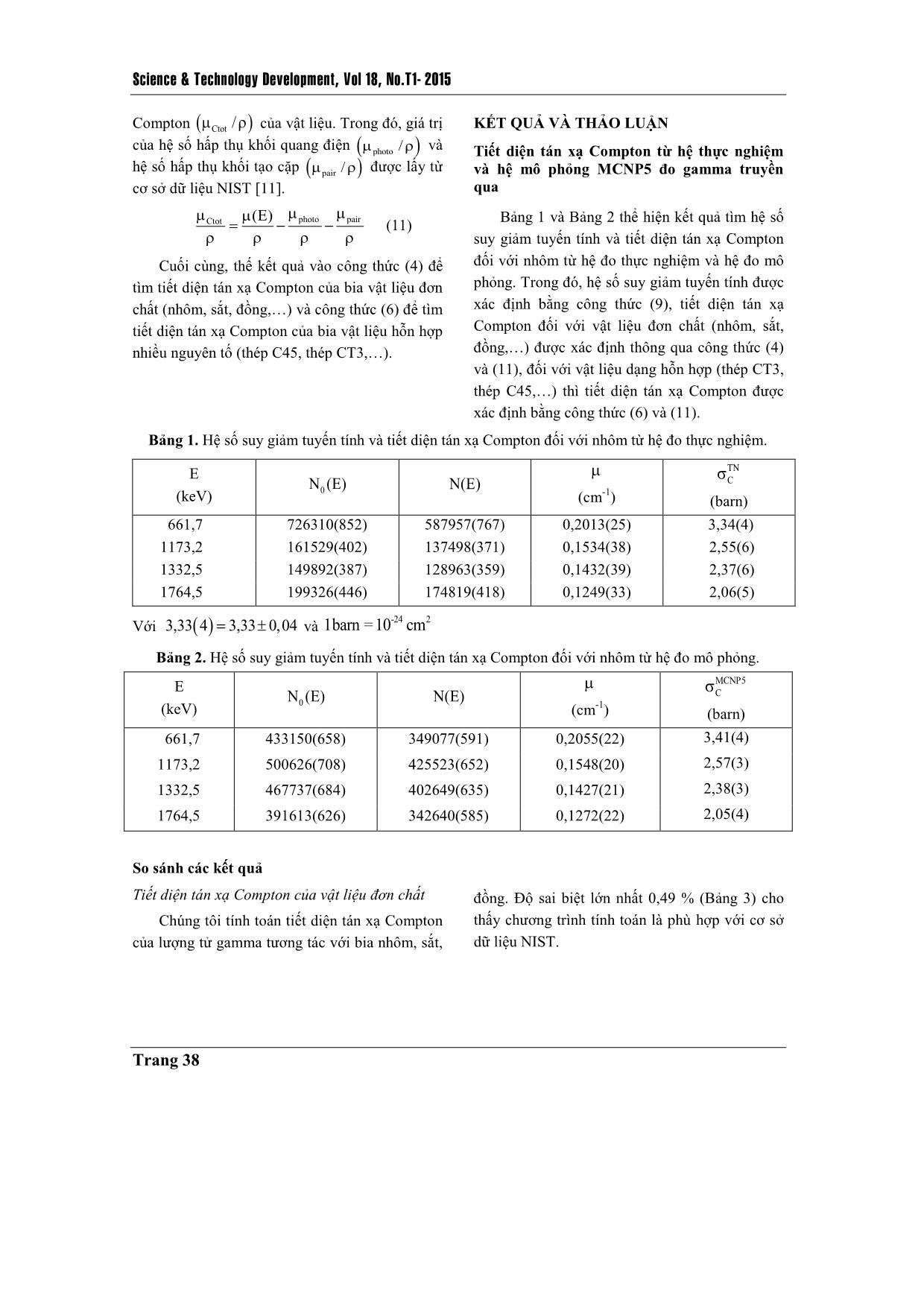 Tính toán tiết diện Compton của nhôm, sắt,đồng, thép C45 và thép CT3 trong vùng năng lượng 250 keV–2600 keV trang 5