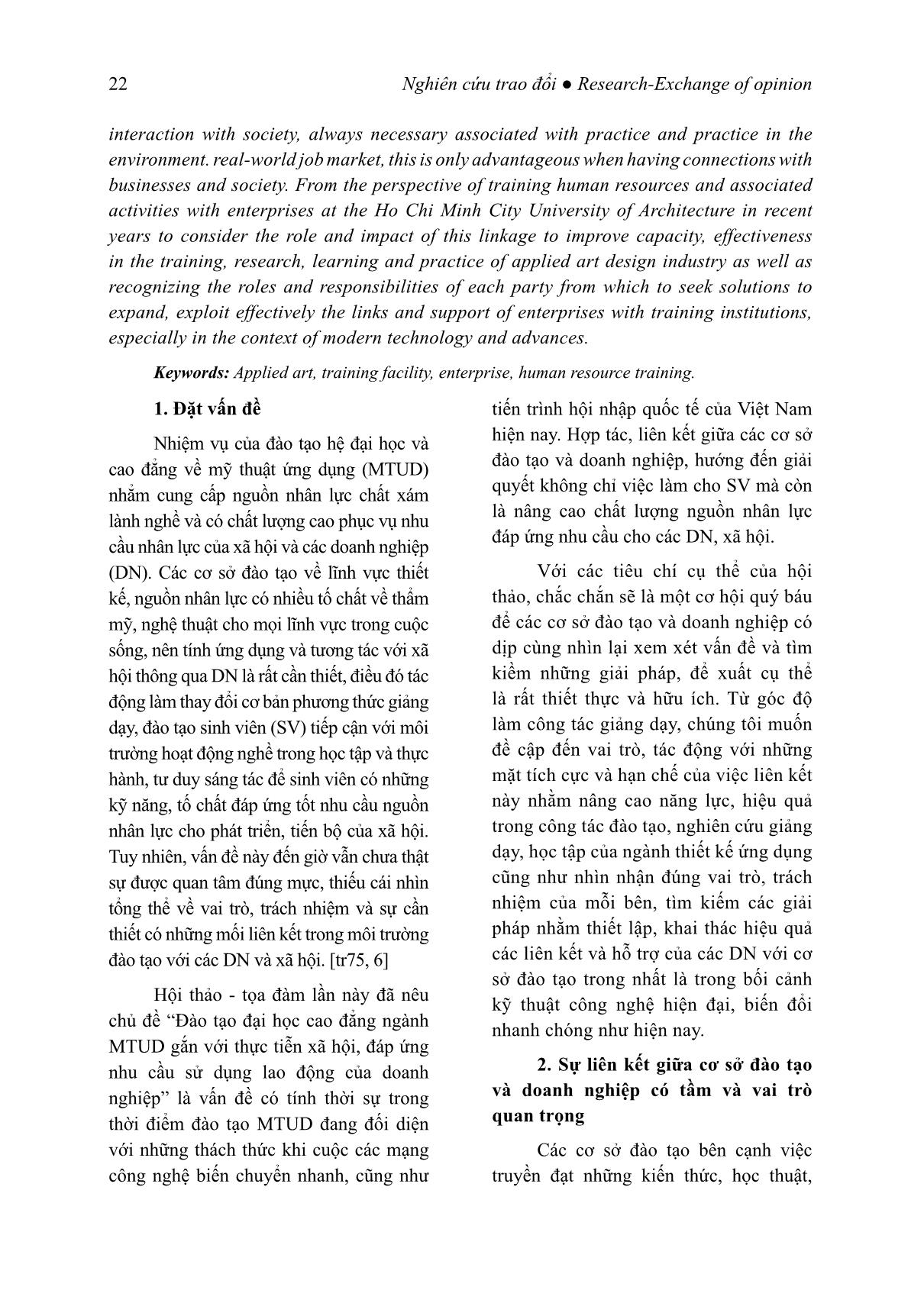 Gắn kết giữa cơ sở đào tạo mỹ thuật ứng dụng với doanh nghiệp để nâng cao chất lượng nguồn nhân lực trang 2