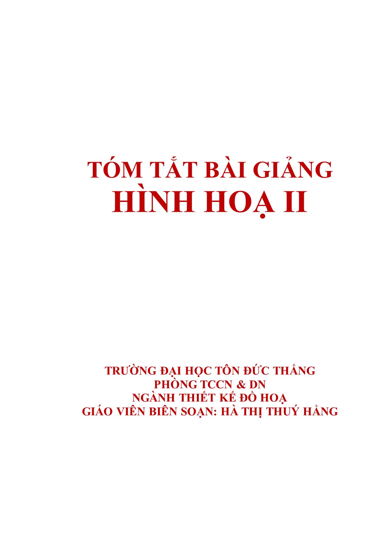 Bài giảng Hình hoạ II trang 1