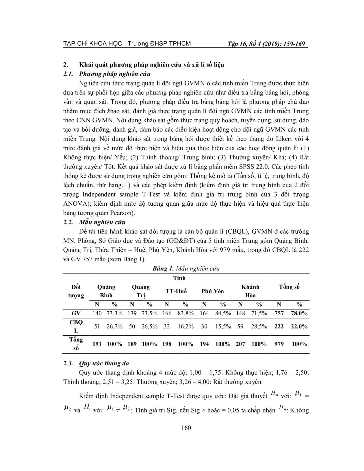 Thực trạng quản lí đội ngũ giáo viên mầm non các tỉnh miền Trung theo chuẩn nghề nghiệp trang 2