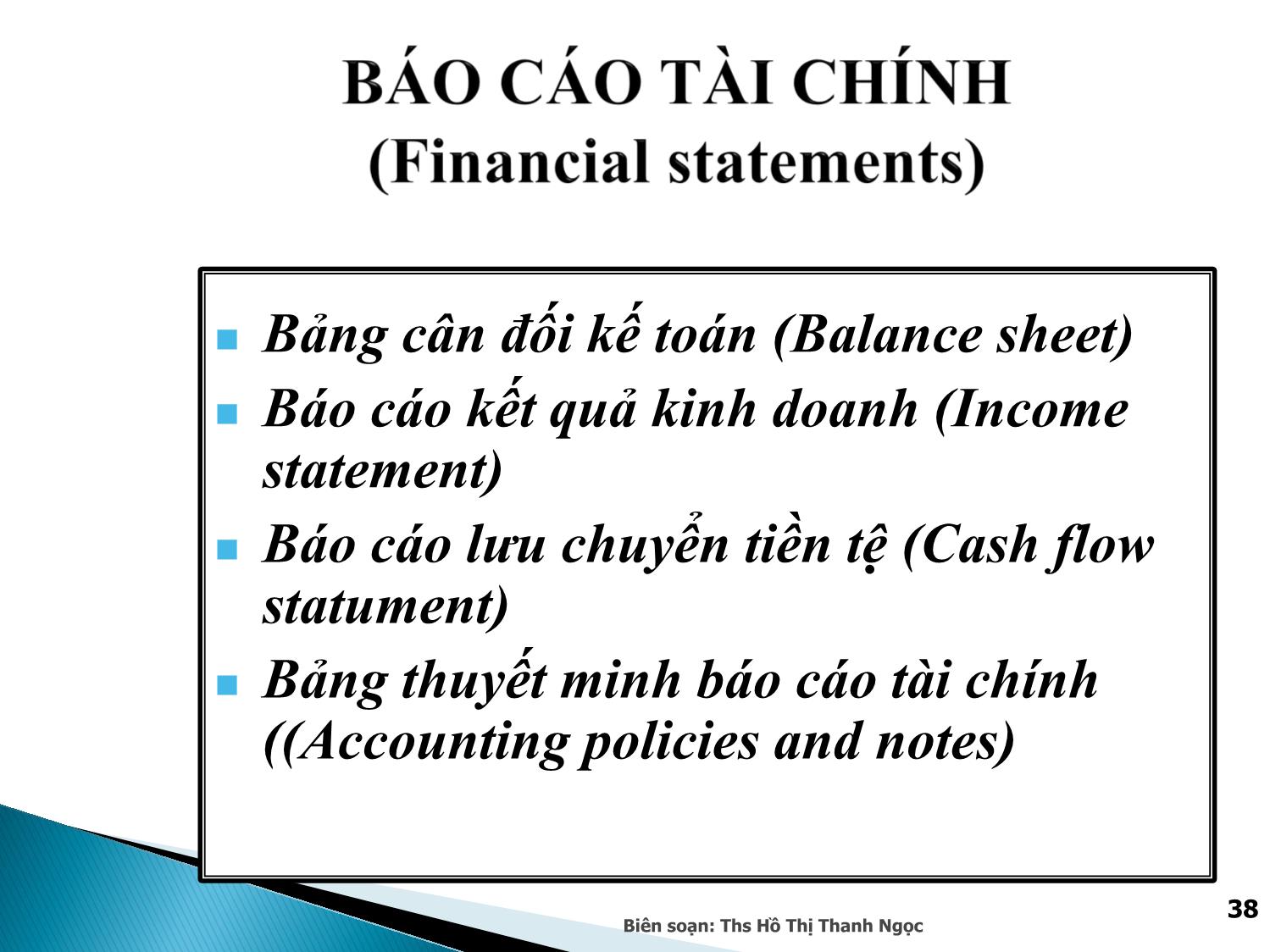 Bài giảng Nguyên lý kế toán - Chương 2: Bảng cân đối kế toán, báo cáo kết quả kinh doanh trang 3