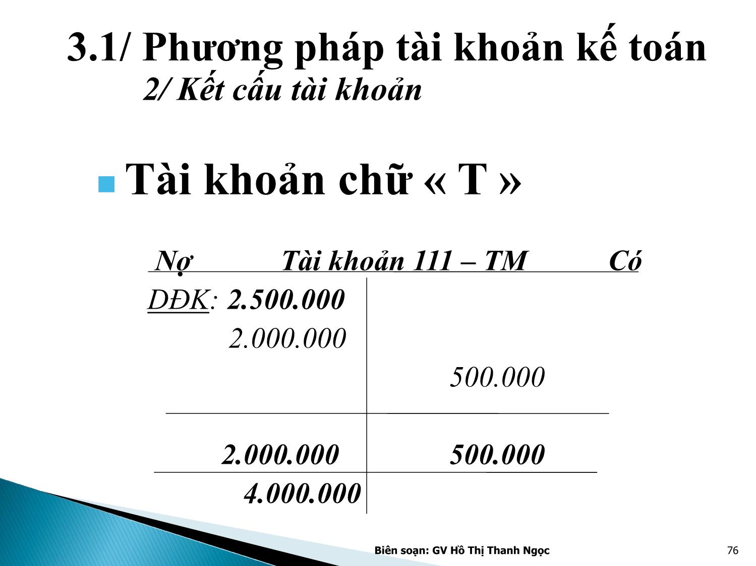 Bài giảng Nguyên lý kế toán - Chương 3: Tài khoản kế toán và ghi sổ kép trang 6