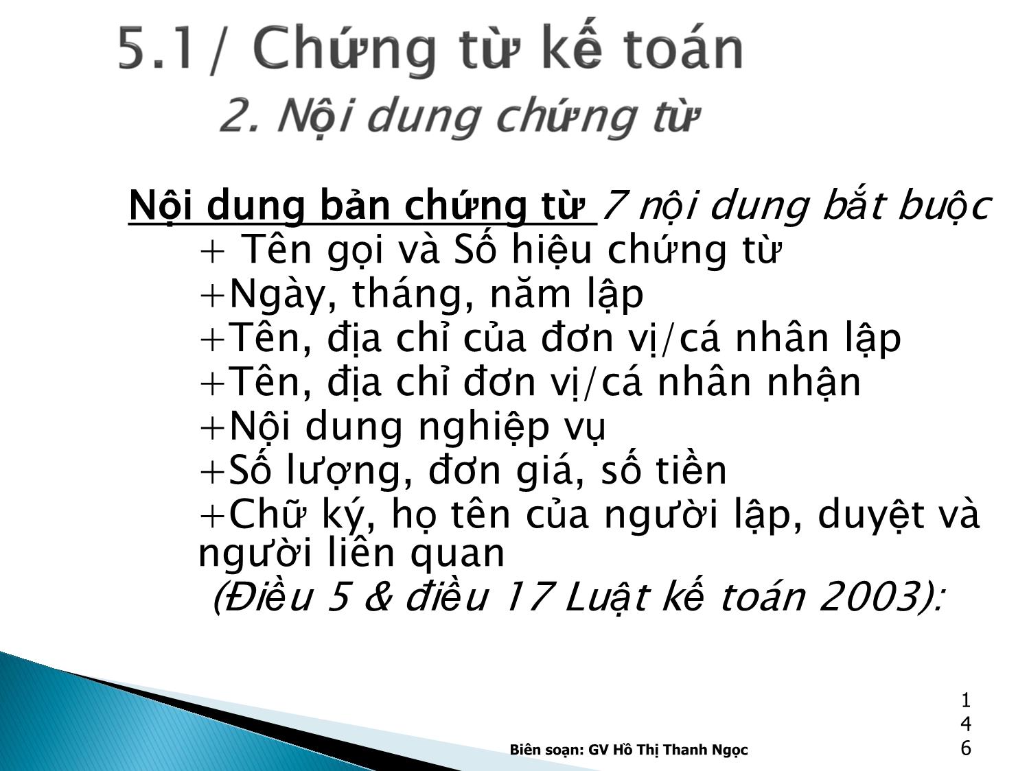 Bài giảng Nguyên lý kế toán - Chương 5: Chứng từ kế toán và kiểm kê trang 6