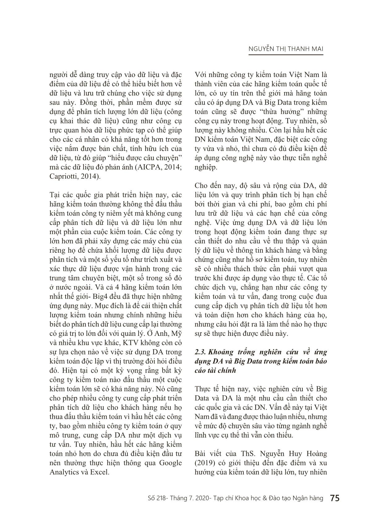Ứng dụng phân tích dữ liệu và dữ liệu lớn trong kiểm toán Báo cáo tài chính - Lợi ích và thách thức đối với các doanh nghiệp kiểm toán trang 5