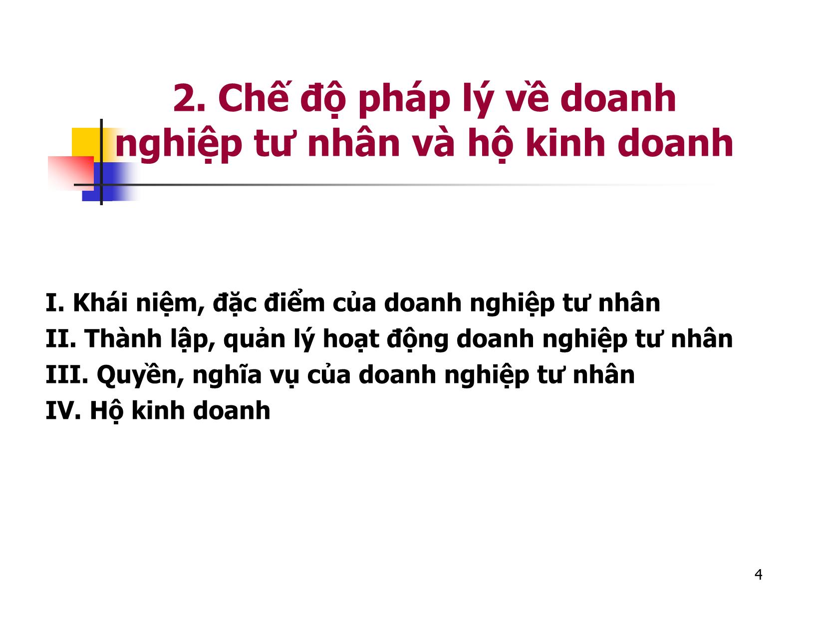 Bài giảng Pháp luật về thành lập, tổ chức quản lý và hoạt động của doanh nghiệp trang 4