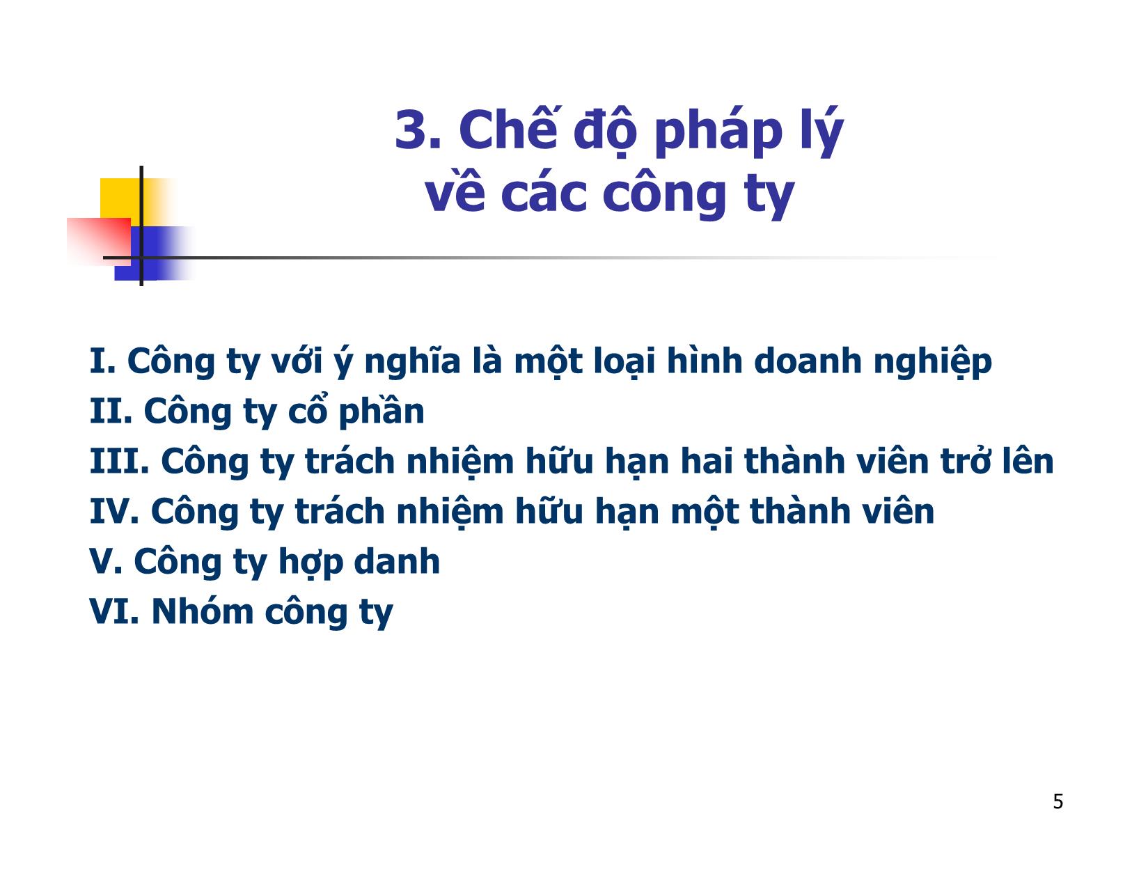 Bài giảng Pháp luật về thành lập, tổ chức quản lý và hoạt động của doanh nghiệp trang 5