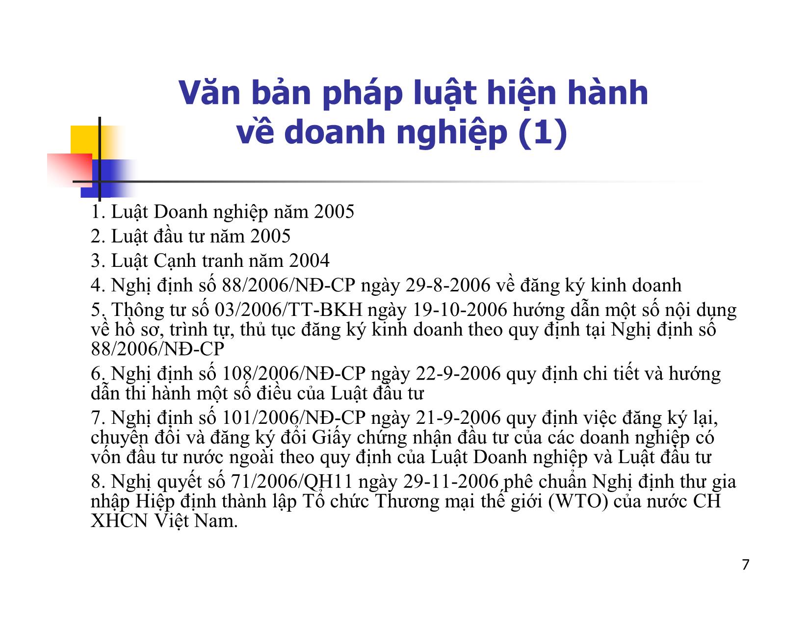 Bài giảng Pháp luật về thành lập, tổ chức quản lý và hoạt động của doanh nghiệp trang 7