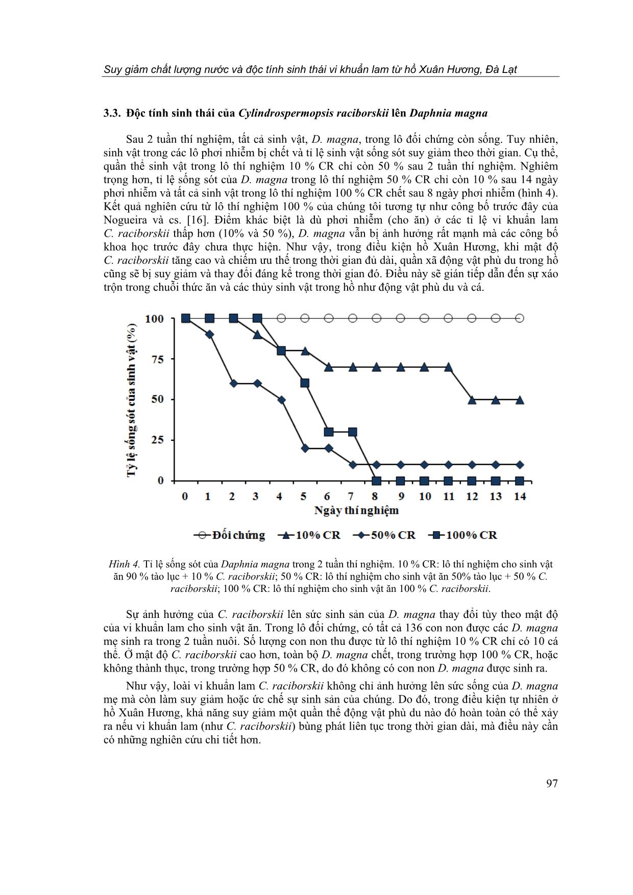 Suy giảm chất lượng nước và độc tính sinh thái vi khuẩn lam từ Hồ Xuân Hương, Đà Lạt trang 7