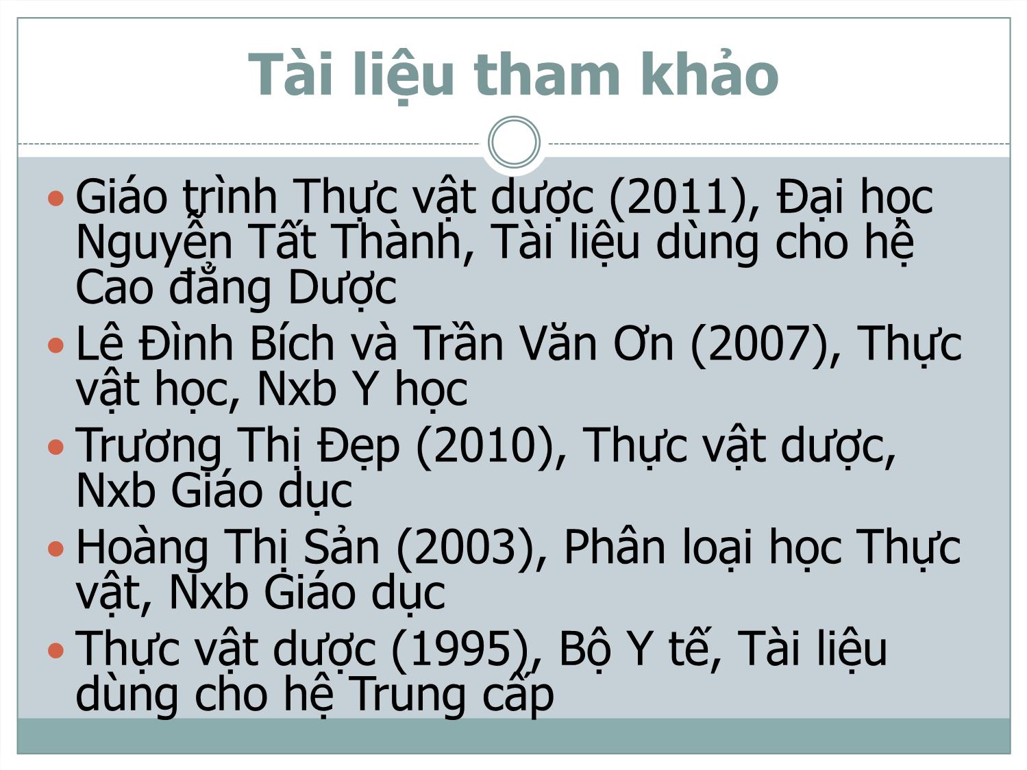 Bài giảng Danh pháp và phân loại thực vật trang 2