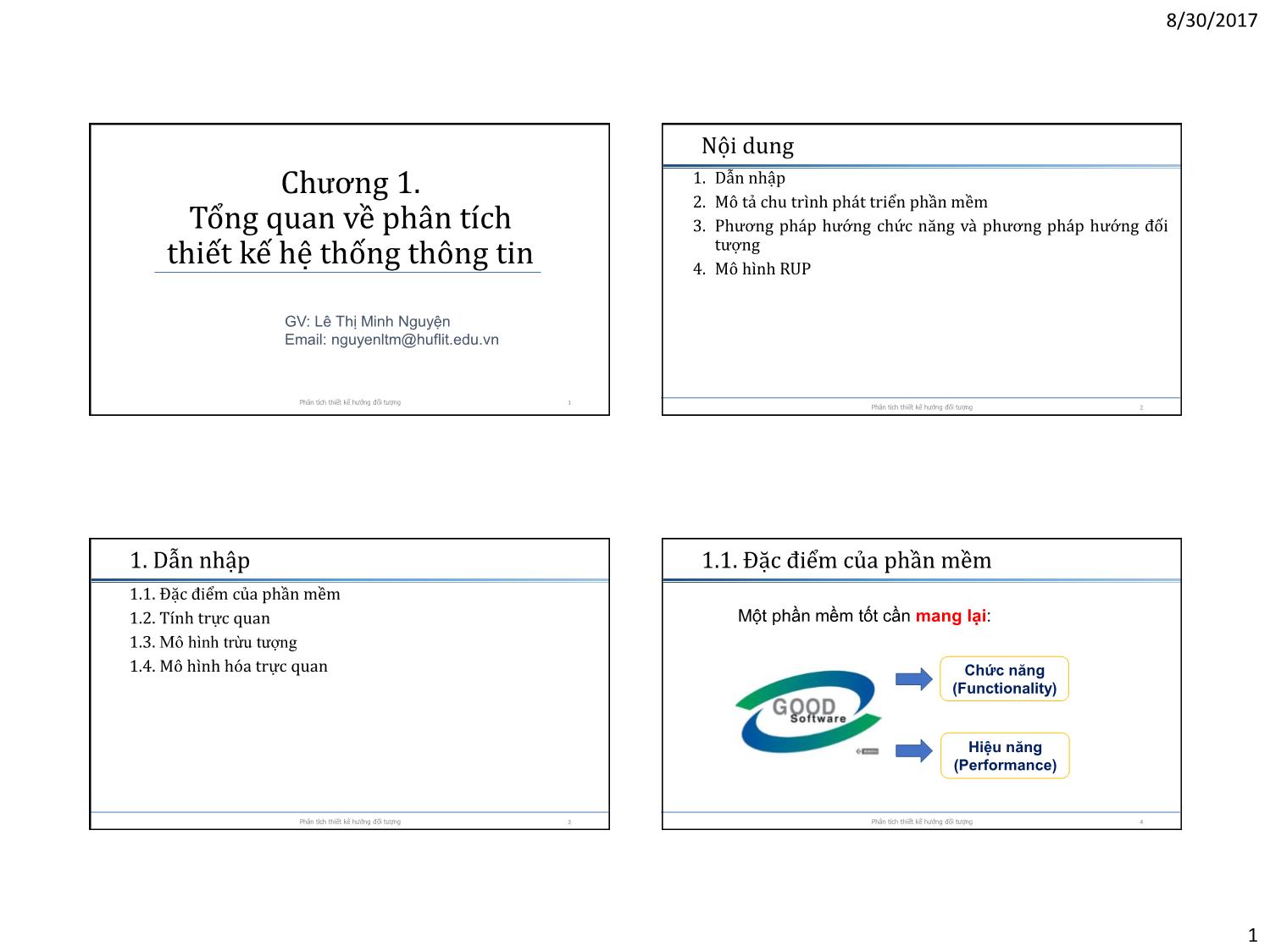 Bài giảng Phân tích thiết kế hướng đối tượng - Chương 1: Tổng quan về phân tích thiết kế hệ thống thông tin trang 1