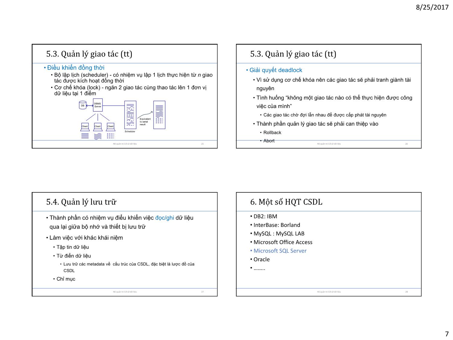 Bài giảng Cơ sở dữ liệu - Chương 1: Tổng quan về Hệ quản trị Cơ sở dữ liệu trang 7