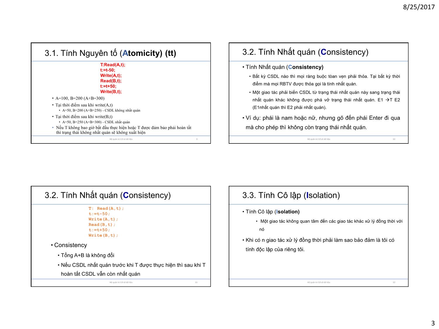 Bài giảng Cơ sở dữ liệu - Chương 4: Quản lý giao tác trang 3