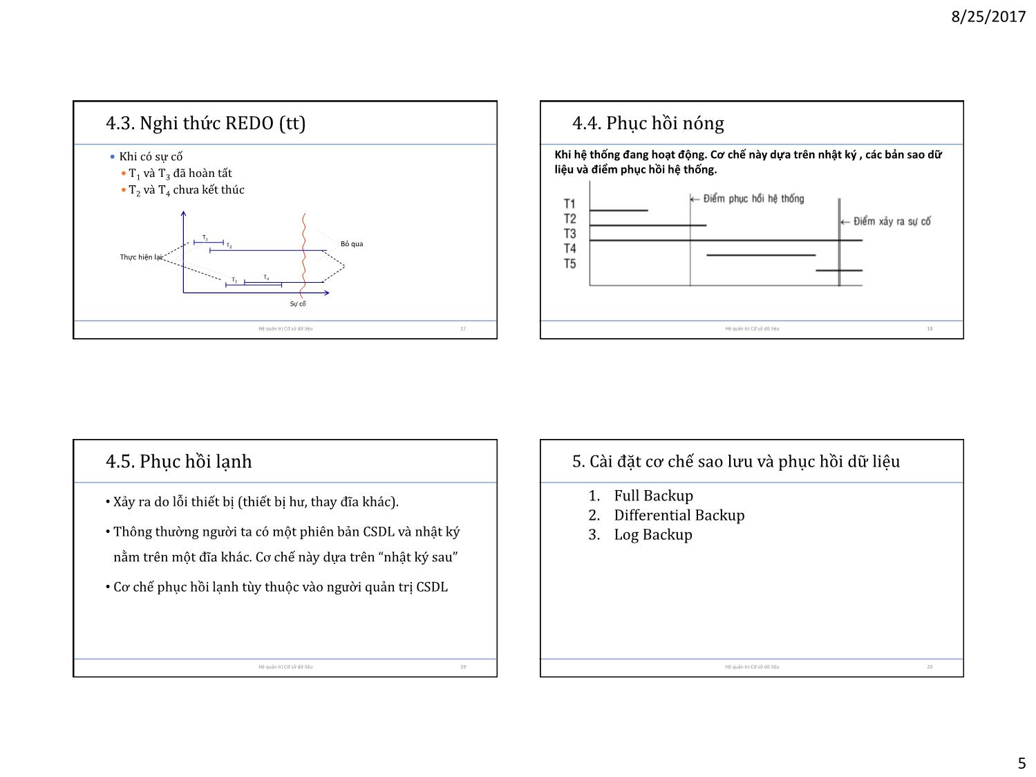 Bài giảng Cơ sở dữ liệu - Chương 10: Khôi phục dữ liệu trang 5