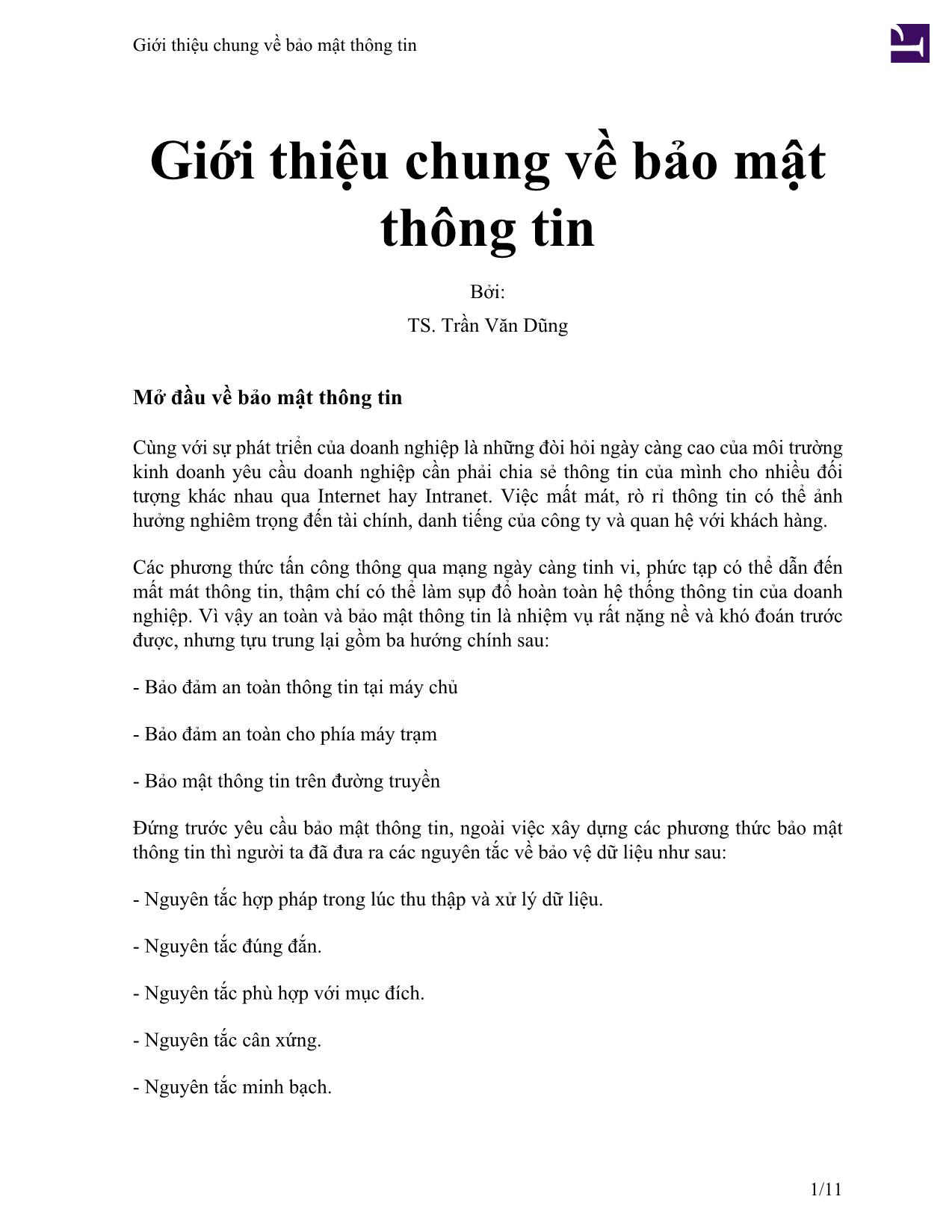 Tài liệu Giới thiệu chung về bảo mật thông tin trang 1