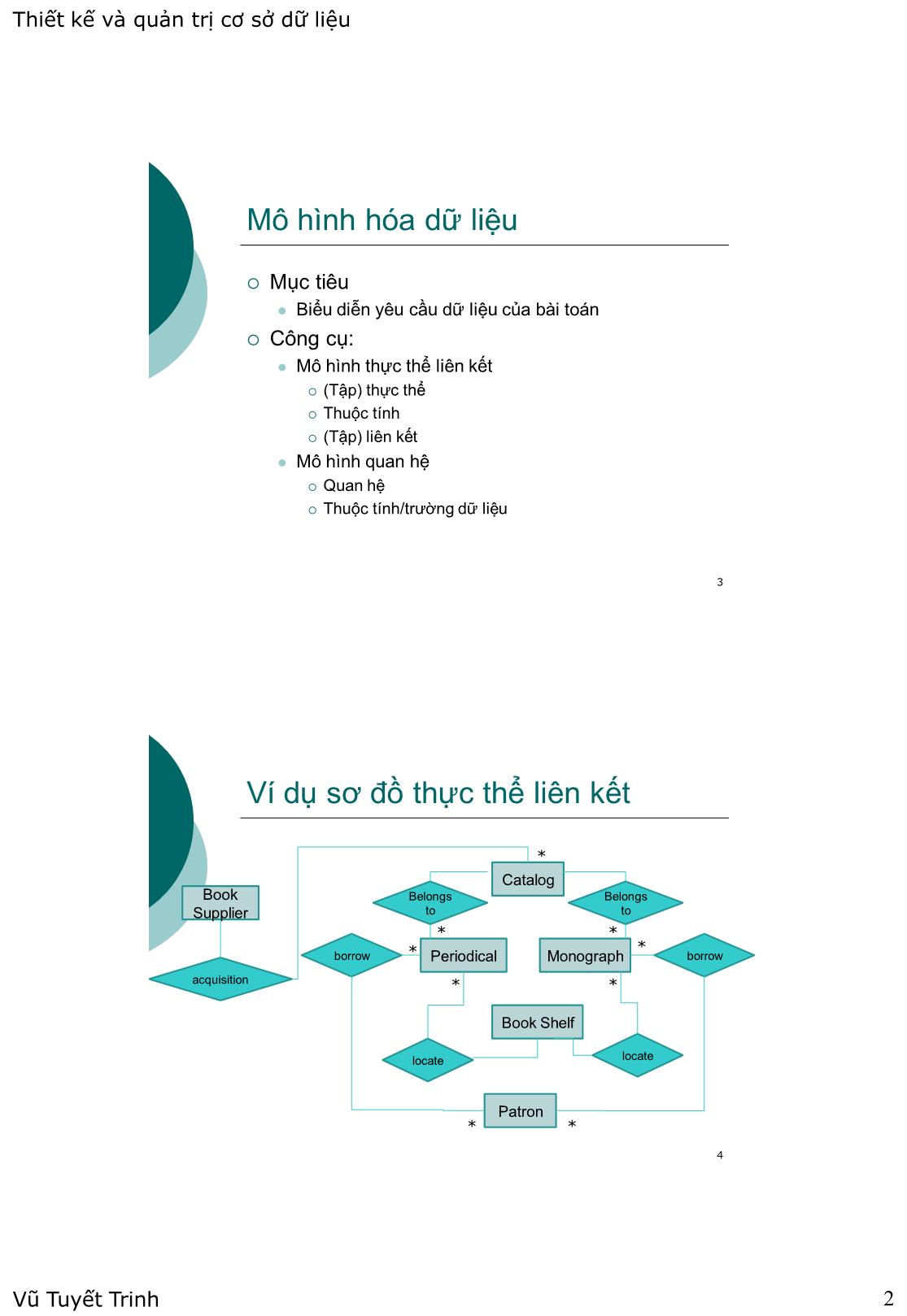 Bài giảng Thiết kế và quản trị cơ sở dữ liệu - Nhắc lại các kiến thức cơ bản trang 2