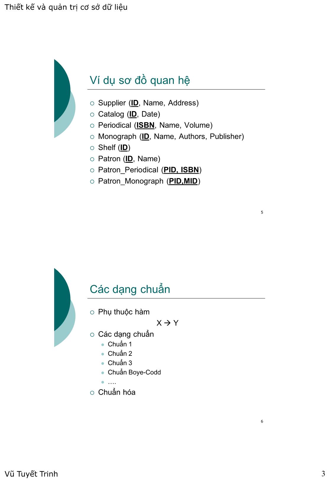 Bài giảng Thiết kế và quản trị cơ sở dữ liệu - Nhắc lại các kiến thức cơ bản trang 3