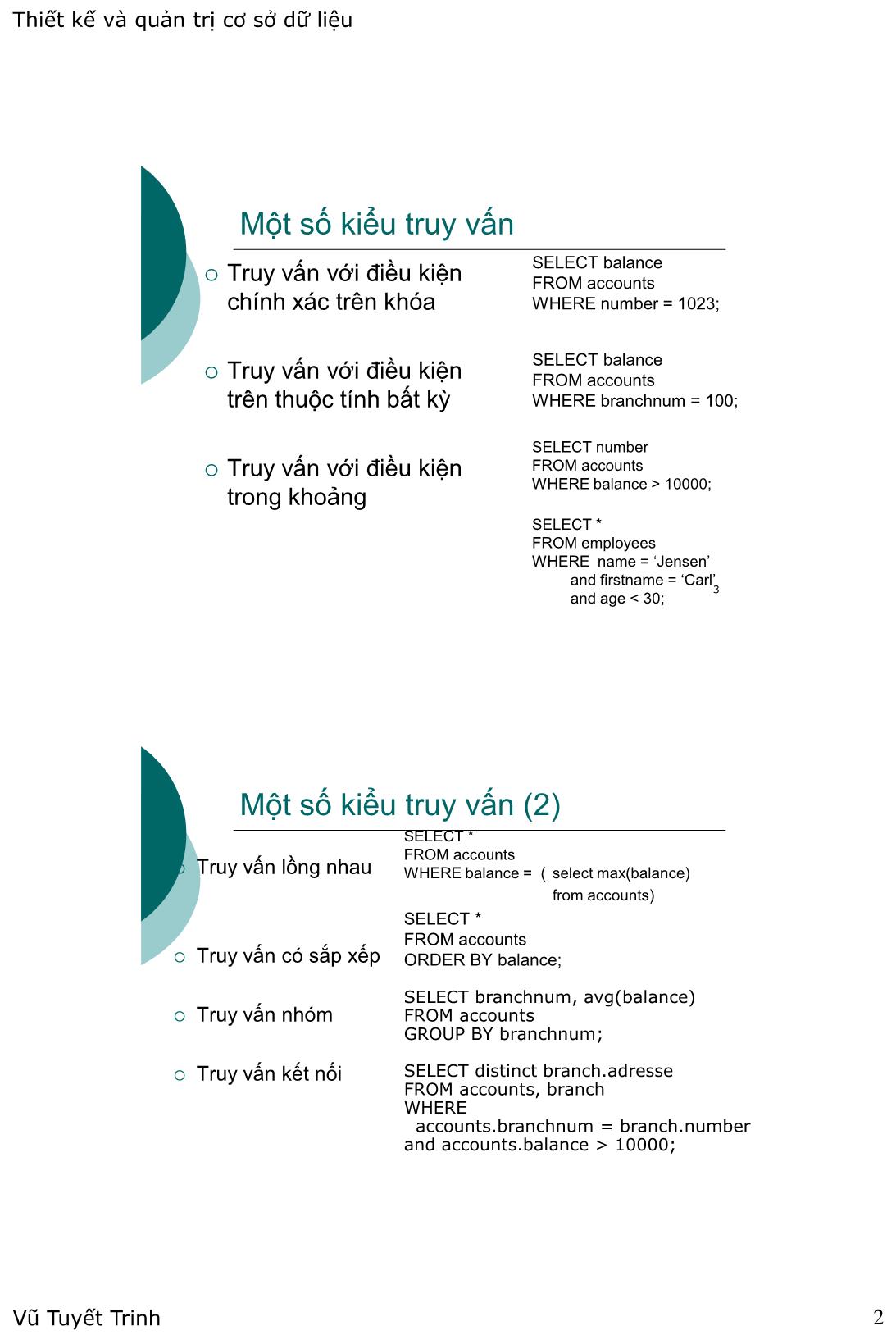 Bài giảng Thiết kế và quản trị cơ sở dữ liệu - Tổ chức Index hiệu quả trang 2