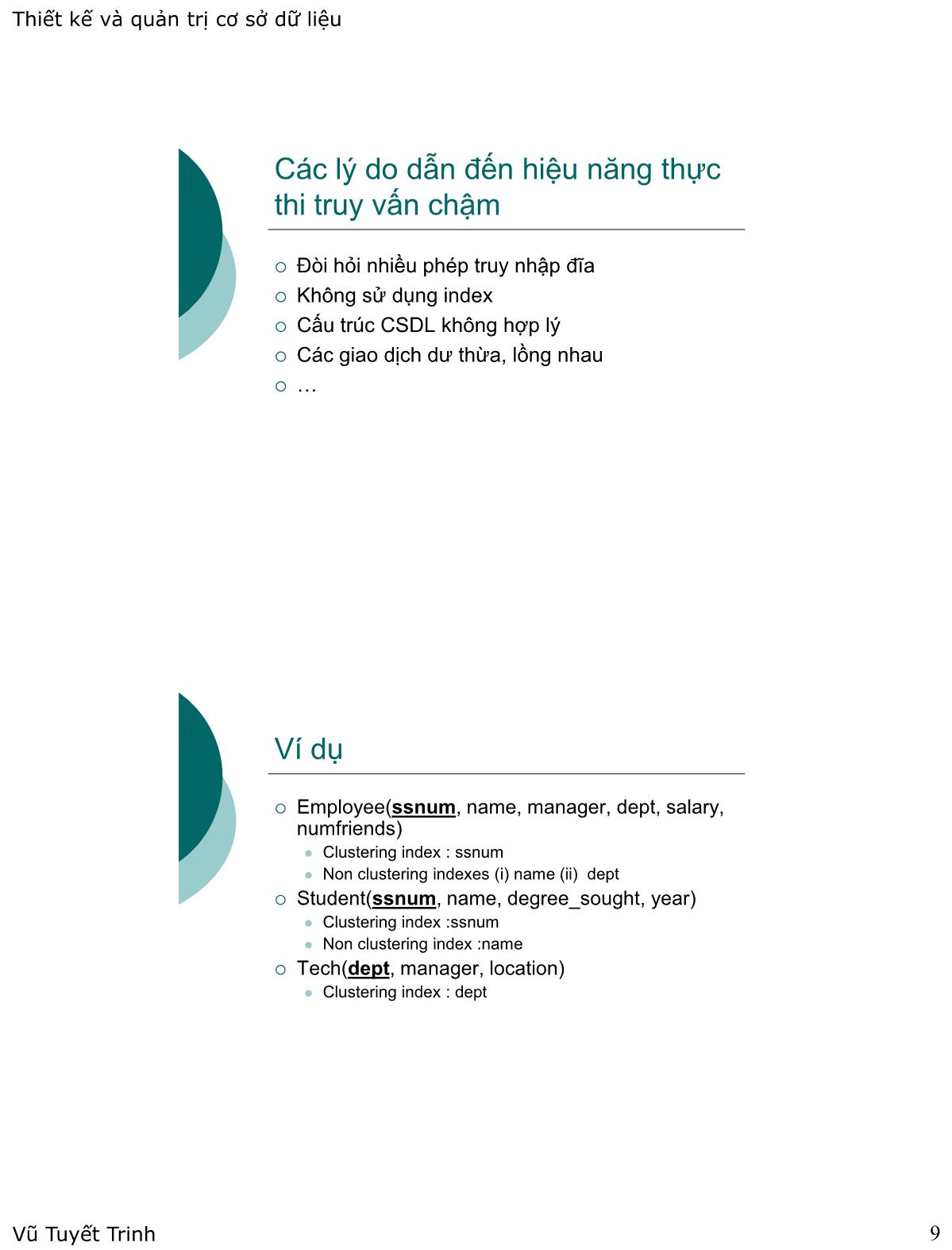 Bài giảng Thiết kế và quản trị cơ sở dữ liệu - Xử lý truy vấn và hiệu năng hệ cơ sở dữ liệu trang 9