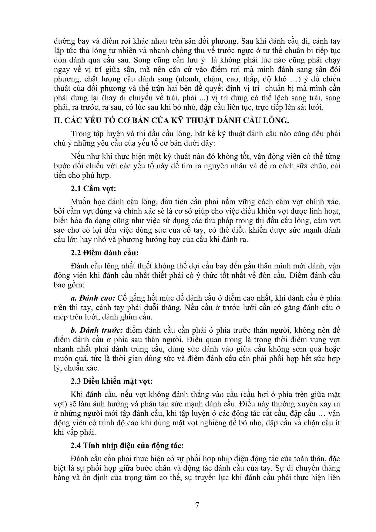 Giáo trình môn Cầu lông trang 7
