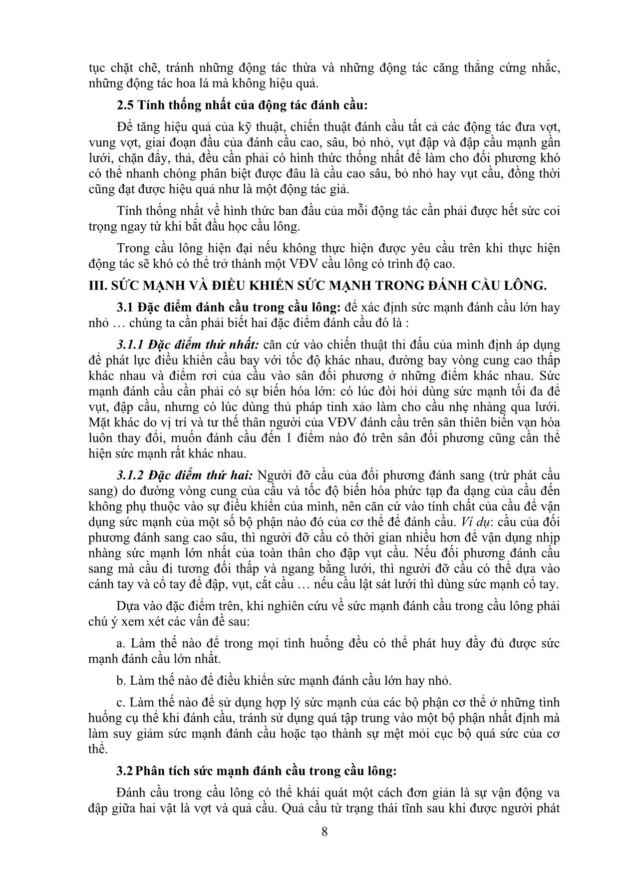 Giáo trình môn Cầu lông trang 8