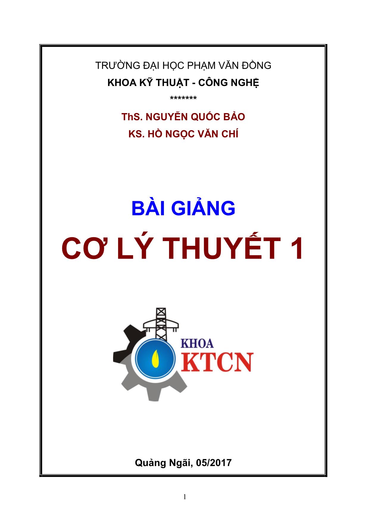 Bài giảng Cơ lý thuyết 1 trang 1