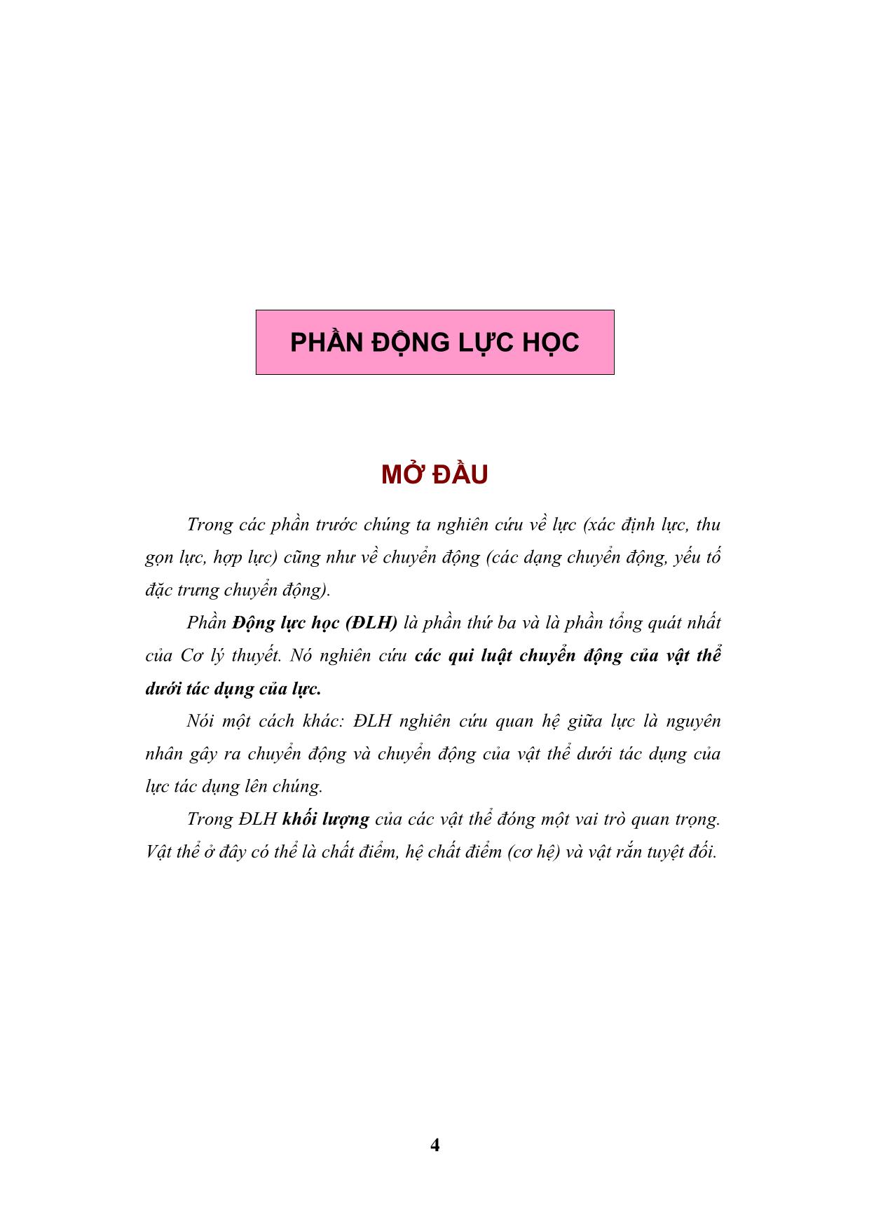 Bài giảng Cơ lý thuyết 2 - Phần: Động lực học trang 4