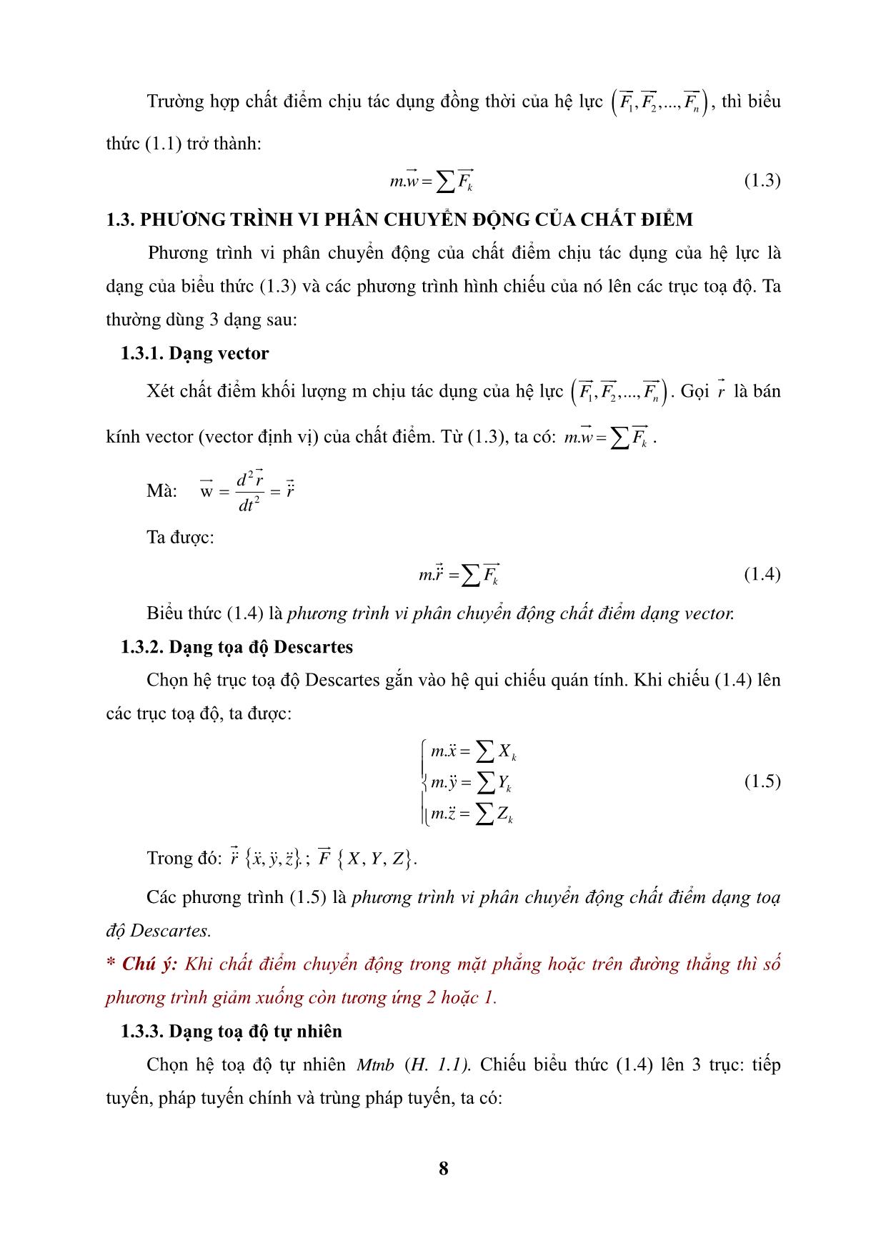 Bài giảng Cơ lý thuyết 2 - Phần: Động lực học trang 8