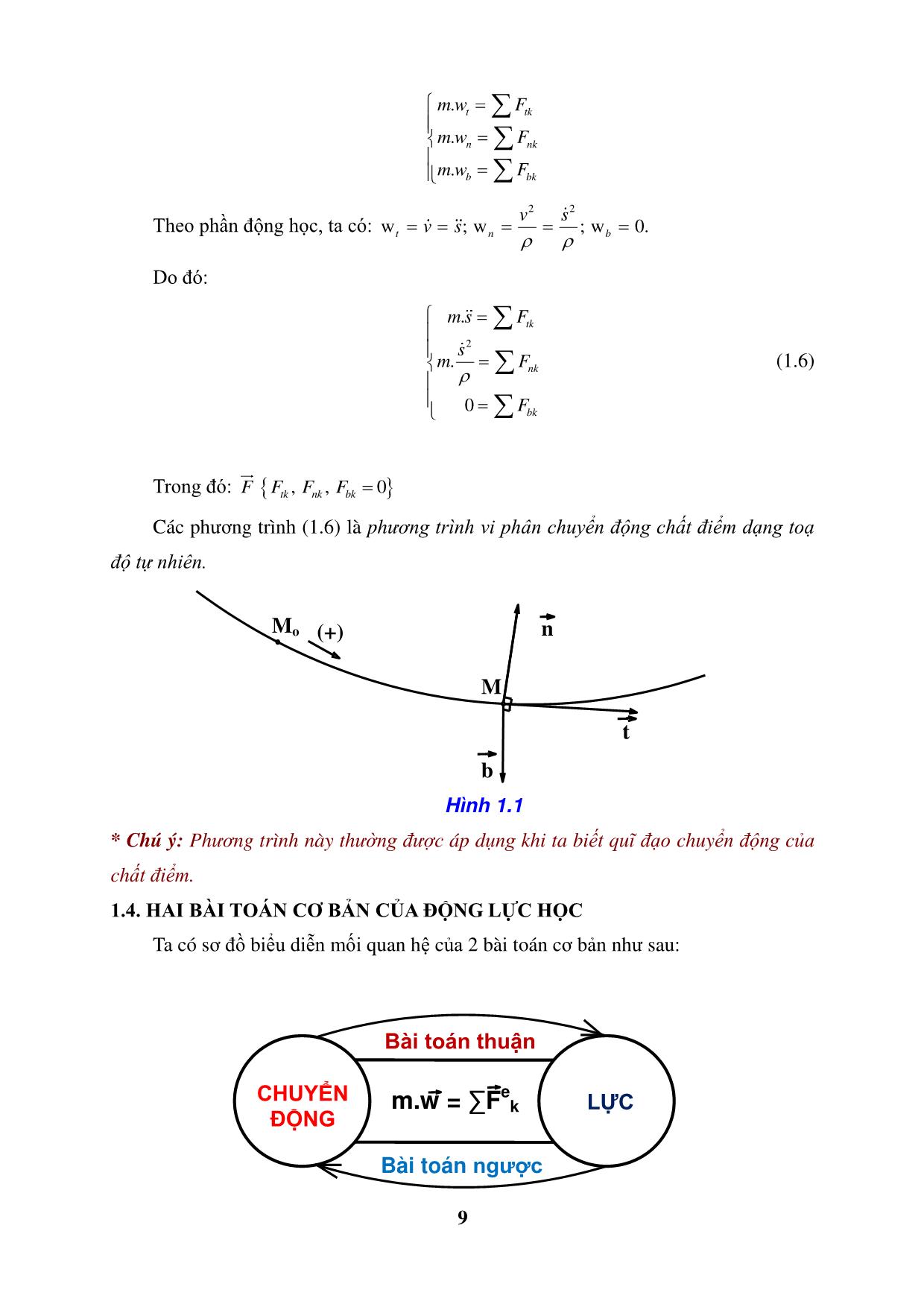 Bài giảng Cơ lý thuyết 2 - Phần: Động lực học trang 9