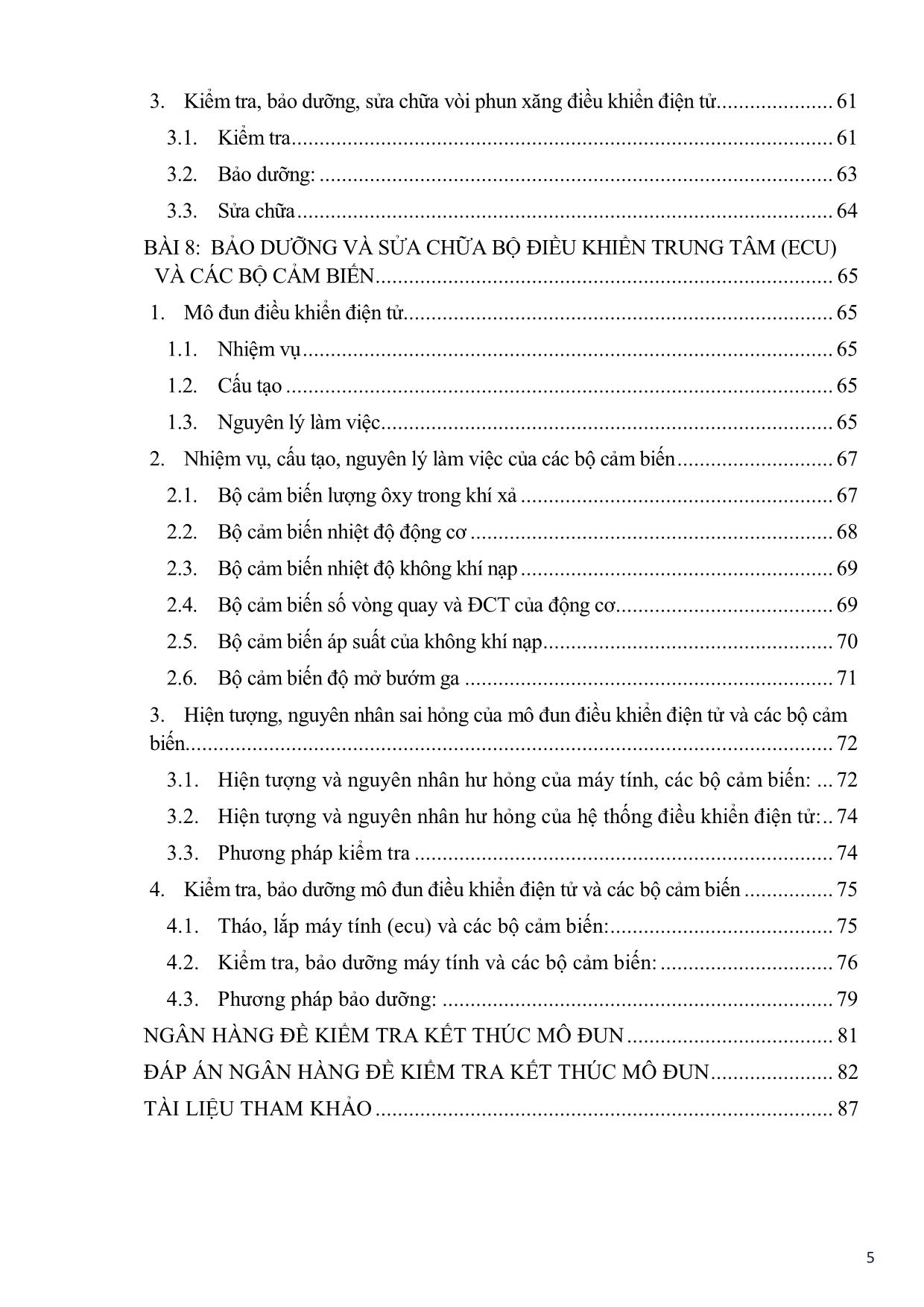 Giáo trình Bảo dưỡng và sửa chữa hệ thống đánh lửa& Phun xăng điện tử trang 6