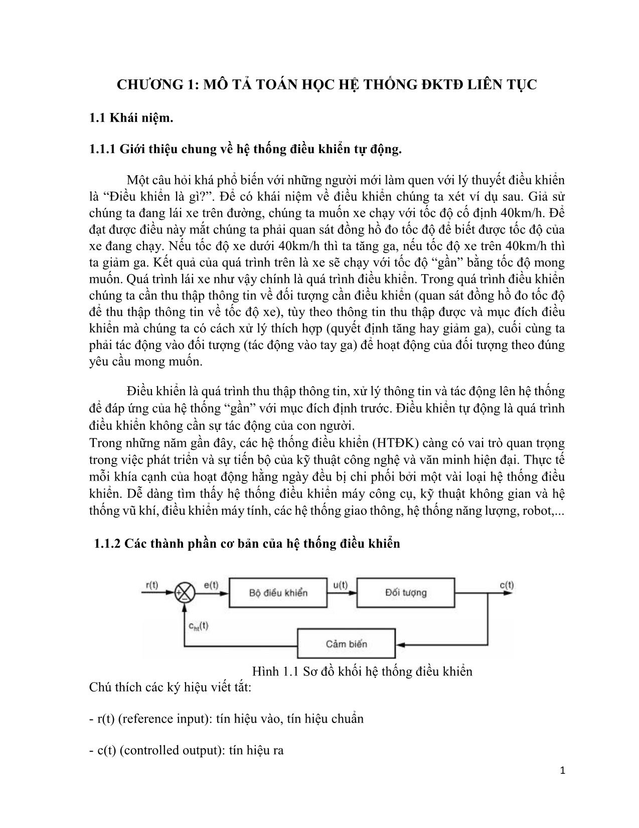 Bài giảng Hệ thống điều khiển tự động - Trường Đại học Phạm Văn Đồng trang 5