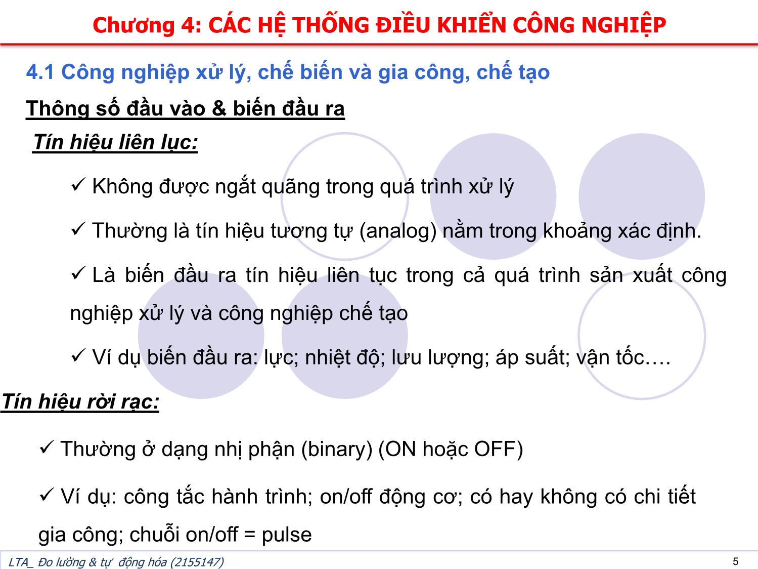 Bài giảng Đo lường và tự động hóa - Chương 4: Các hệ thống điều khiển công nghiệp trang 5