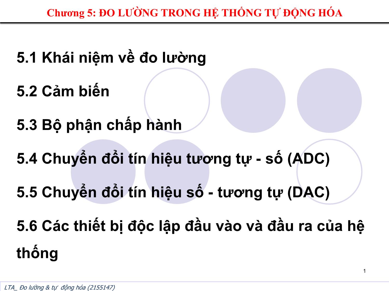 Bài giảng Đo lường và tự động hóa - Chương 5: Đo lường trong hệ thống tự động hóa trang 1