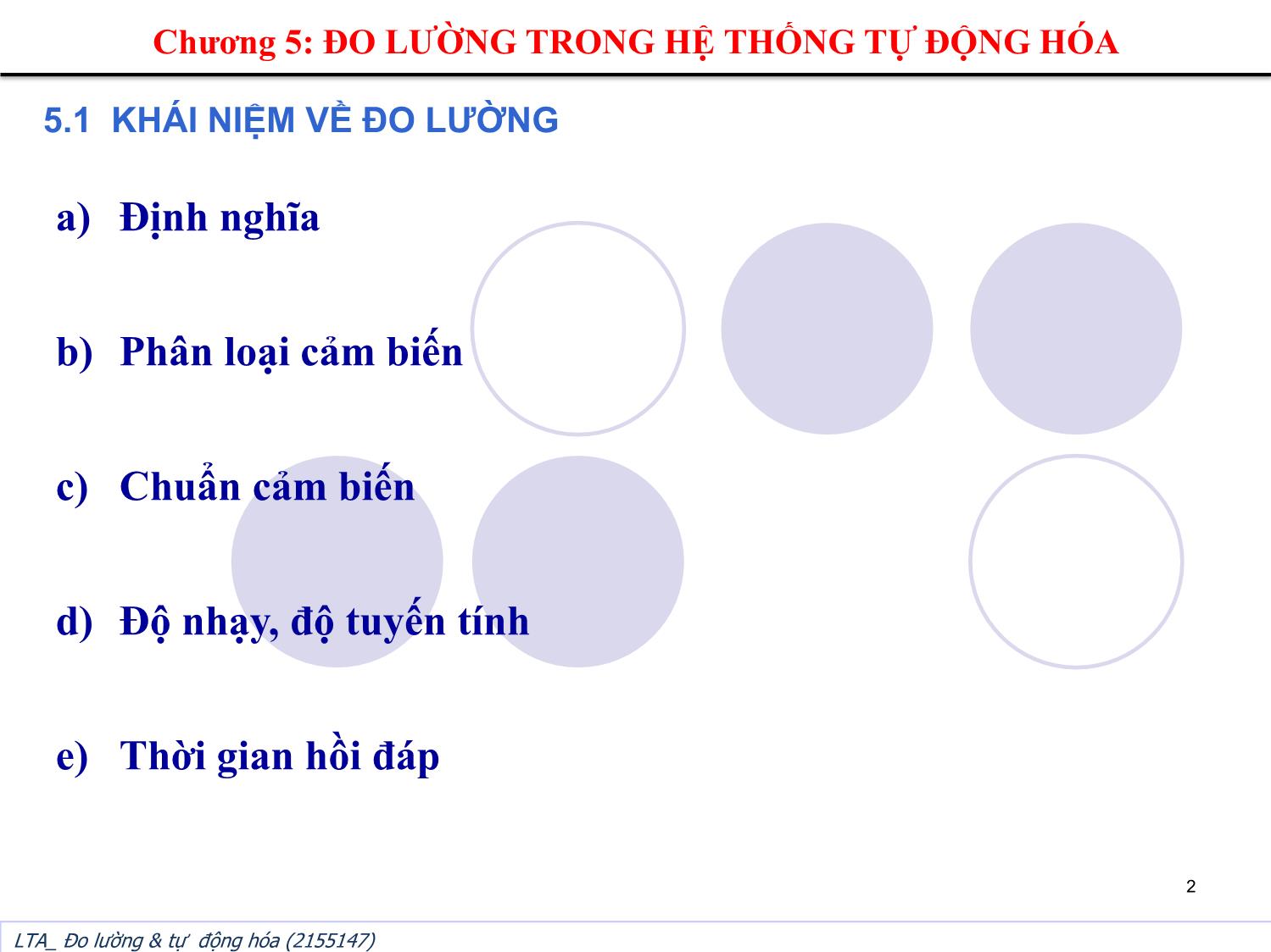 Bài giảng Đo lường và tự động hóa - Chương 5: Đo lường trong hệ thống tự động hóa trang 2