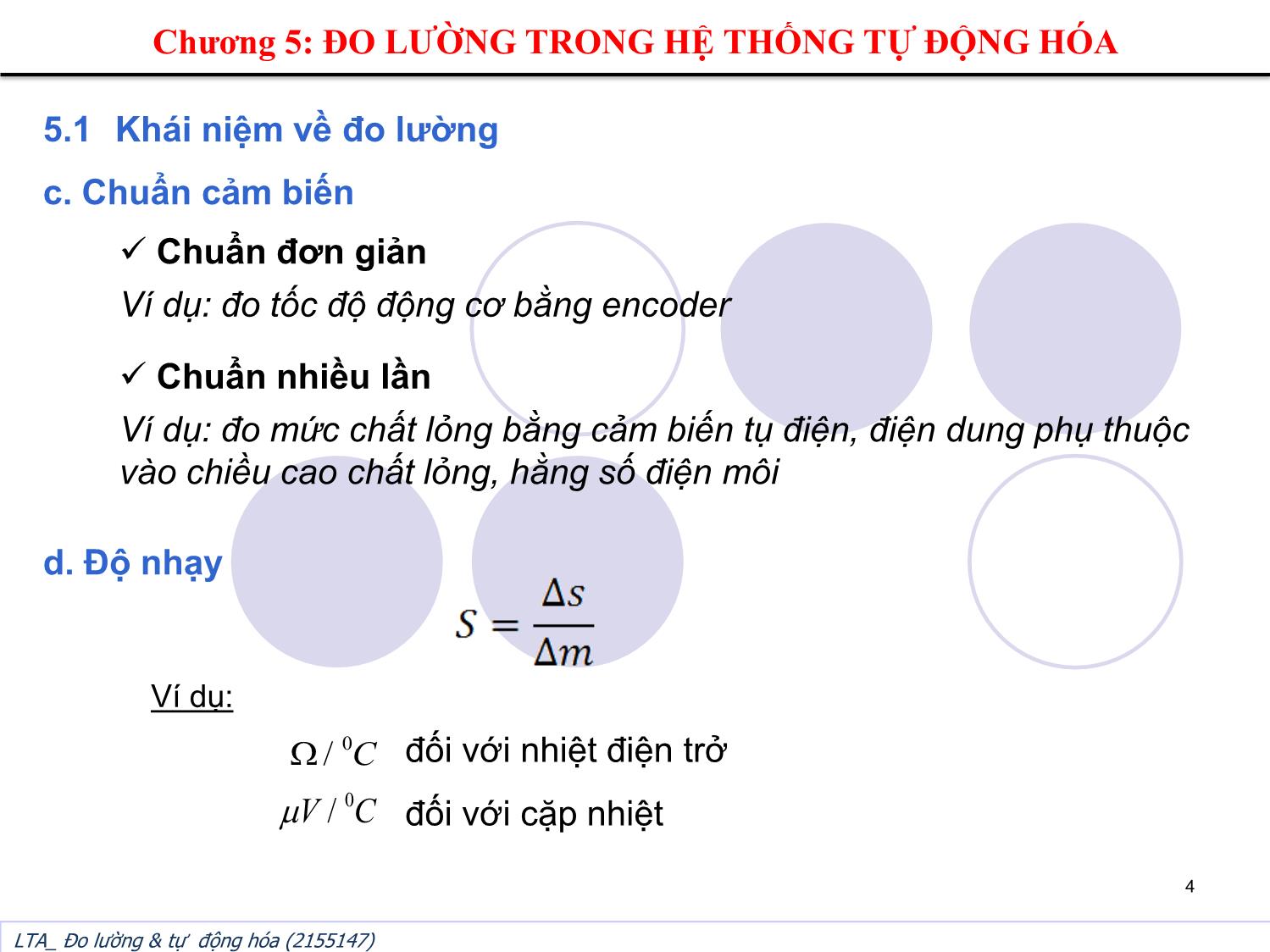 Bài giảng Đo lường và tự động hóa - Chương 5: Đo lường trong hệ thống tự động hóa trang 4