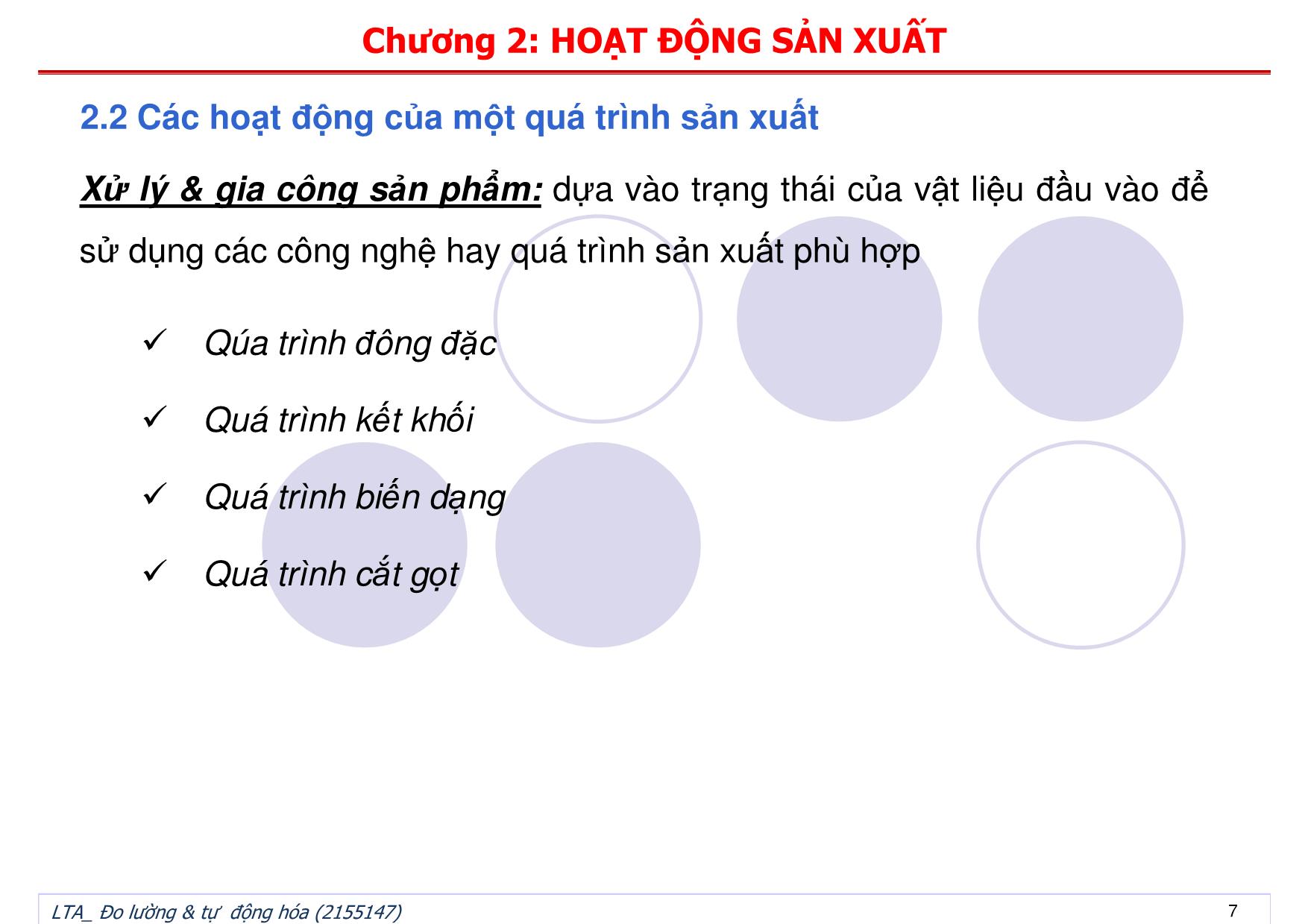 Bài giảng Đo lường và tự động hóa - Chương 2: Hoạt động sản xuất trang 7